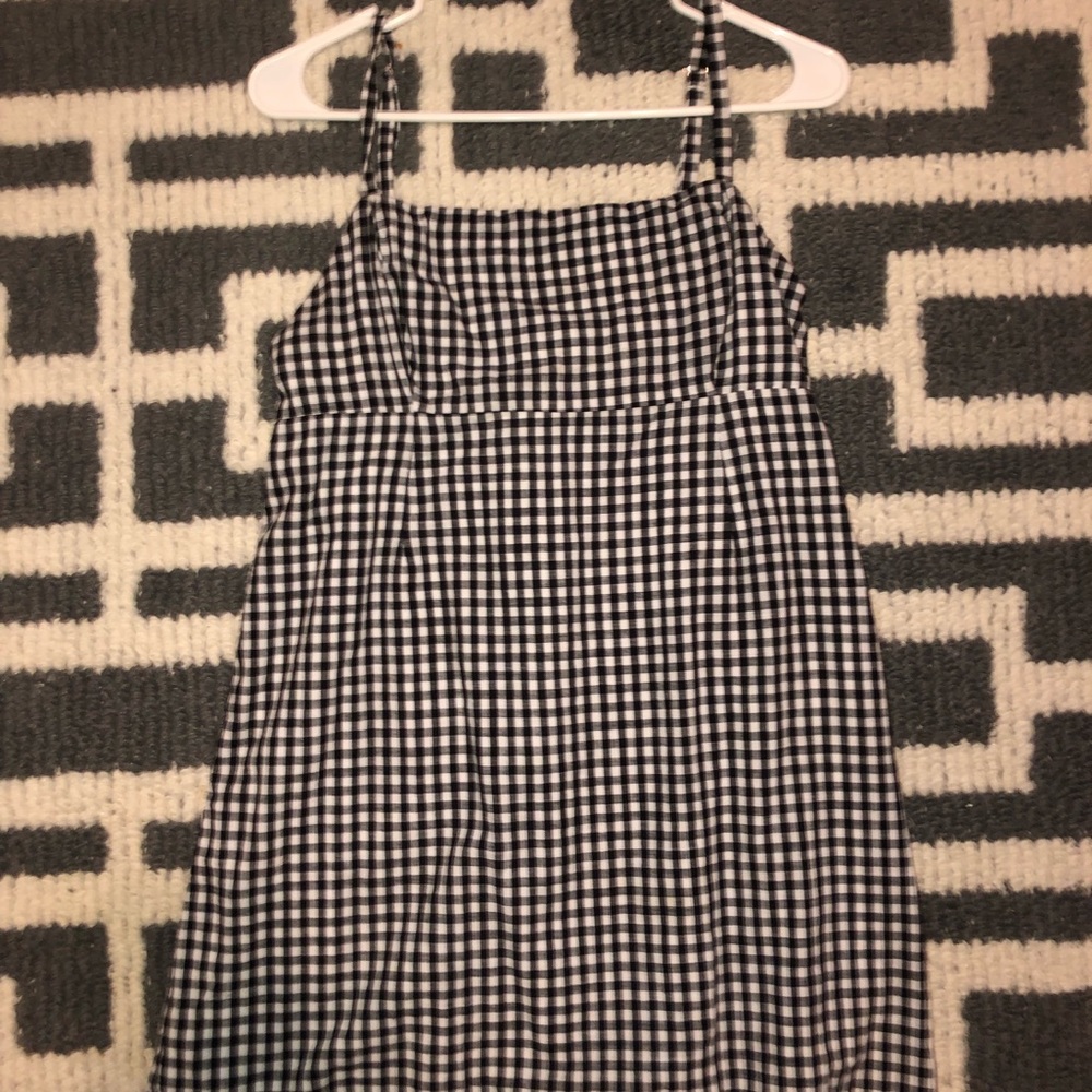 gingham print short dress